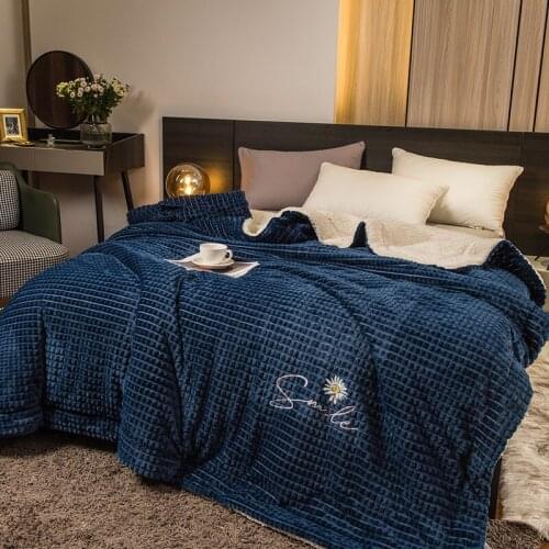 Daisy Pattern Plaid Double-sided Cover Blanket Velvet Lamb Cashmere Sofa Bed Chair Throw Blanket Winter Warm Bedspread Blanket