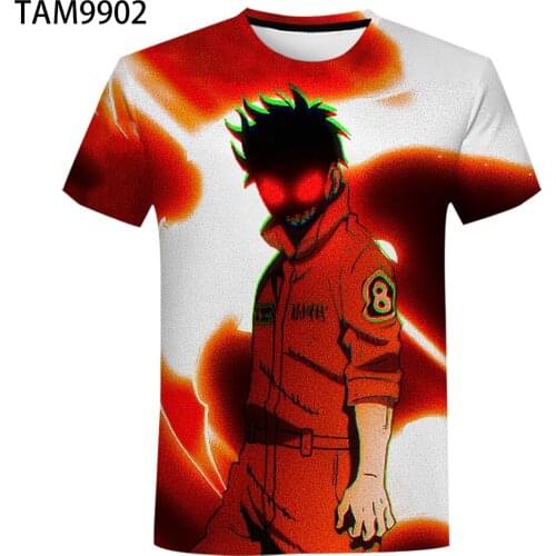 Summer Mens /Womens Short Sleeve T-Shirt Japan Anime Fire Force 3D Boys /girls Street Trend Childrens Cute Personality Top