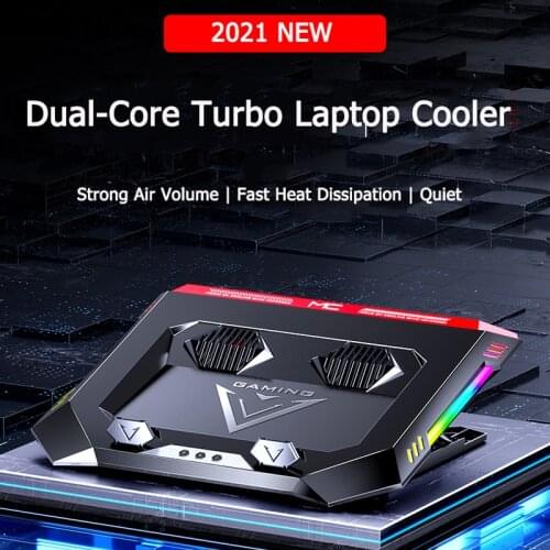 2021 New Gaming Laptop Cooler RGB LED Notebook stand 4500 RPM Powerful Air Flow Adjustable Cooling Pad For 12-17 inch Laptop