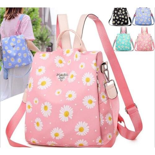 Hot Sale Fashion Design Anti-Theft Oxford Printing Backpack Womens Waterproof Double Shoulder Bags Casual Light Travel Bag