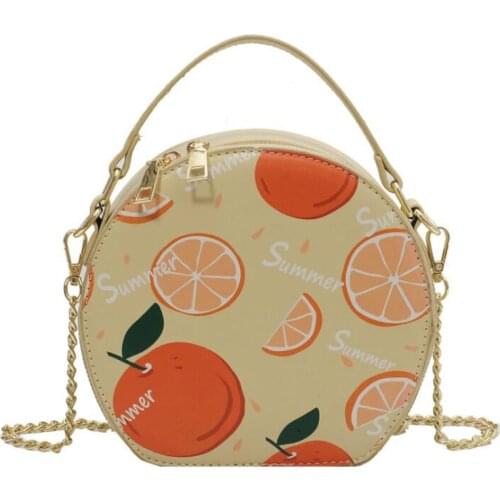 Fashion Fruit Pattern Women Purses And Handbags Casual Pu Leather Ladies Chain Shoulder Bag Crossbody Summer Vacation Clutch