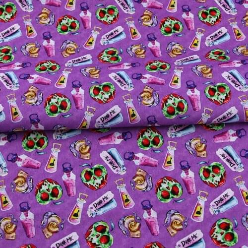Cartoon DRINK ME Print 100% Cotton Fabric for Sewing Home Textile Quilting DIY Needlework Material Fabric