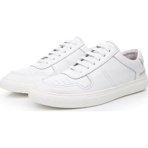 Leather white shoes mens flat white shoes trend all-match suit casual white sneakers