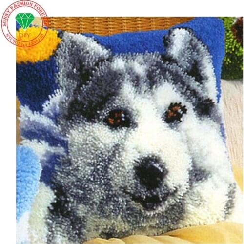 Mat Hook Rug Kit DIY Unfinished Crocheting Yarn Mat Latch Hook Rug Kit Pillow Carpet Set printing diy pillowcase embroidery Wolf
