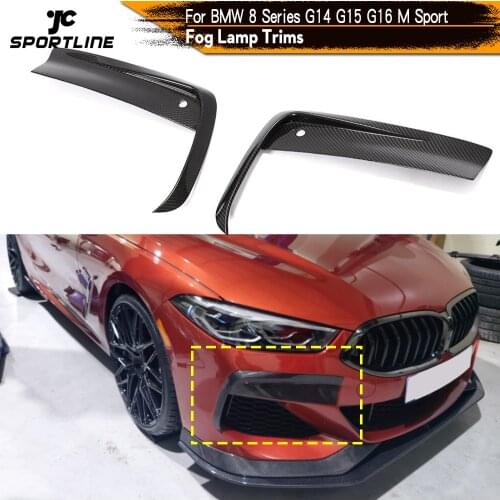 Carbon Fiber Front Bumper Fog Lamp Cover Trim for BMW 8 Series G14 G15 G16 M Sport 2018 - 2021 Air Vents Decoration Dry Carbon