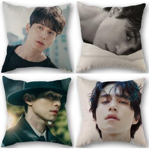 Nice Lee Dong Wook KPOP Pillowcase Cotton Linen Fabric Square Zipper Pillowcase New 45X45cm Wedding Decorative Pillow cover 1210