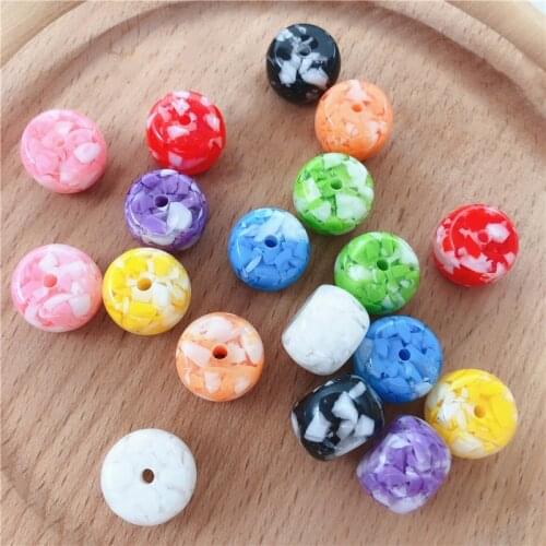 Newest 100pcs/lot Two-color print geoemtry rounds shape Abacus Straight hole beads diy jewelry bracelet accessory