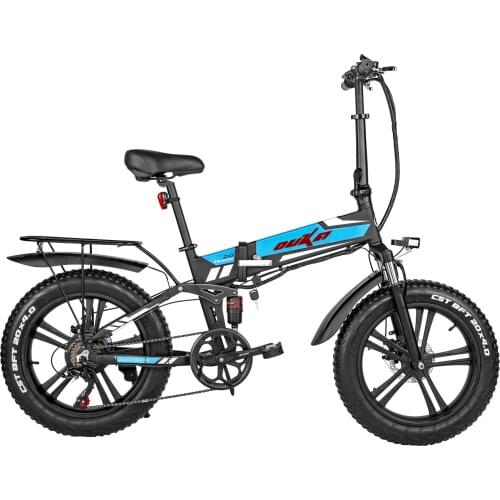 OUKA Front and Rear Suspension 500W 750W 48V 12.8Ah Lithium Battery Fat Tire Ebike 20x4.0 Inch Folding Electric Bike Bicycle