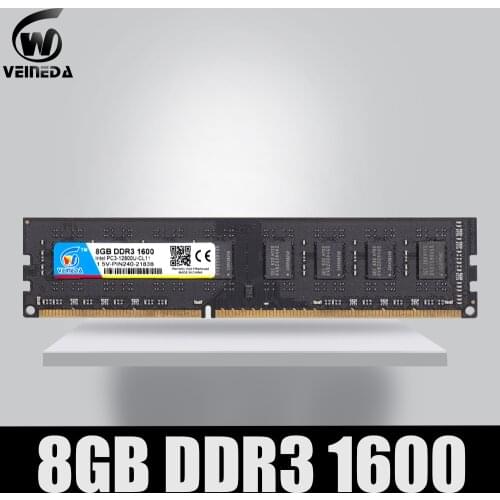 VEINEDA DDR3 8GB 1333 PC3-10600 240PIN Dimm Ram Compatible 8gb ddr3 1600 PC3-12800 For AMD Intel DeskPC