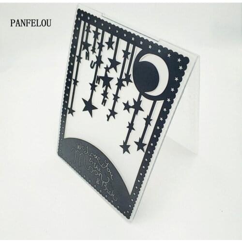 PANFELOU Moon and star stage Embossing folders Plastic For Scrapbooking DIY Template Fondant Cake Photo Album Card Making