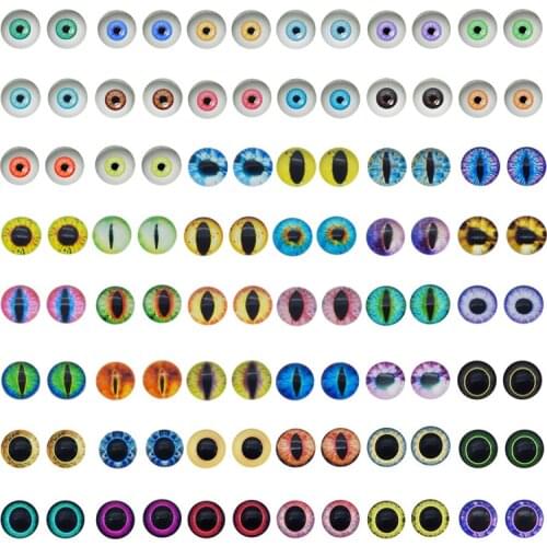 40-50Pairs Mix 6-30mm glass eyes cabochons Round 6MM-30MM Round Dome Dragon Eye Dragon Cat Pupil Eye Toys DIY Jewelry Accessory