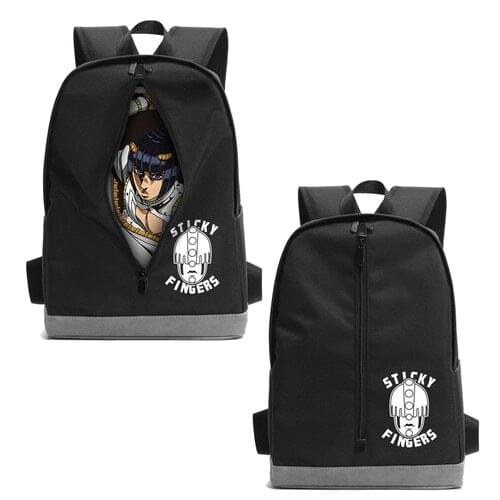 JoJos Bizarre Adventure Bruno Bucciarati STICKY FINGERS Student School Shoulder Zipper Backpack Bag Rucksack Knapsack Laptop