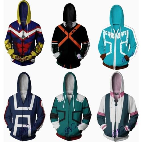 3D Printed My Hero Academia Hoodie Men Women Anime Boku No Hero Academia All Might Cosplay Costume Sweatshirt School Uniform