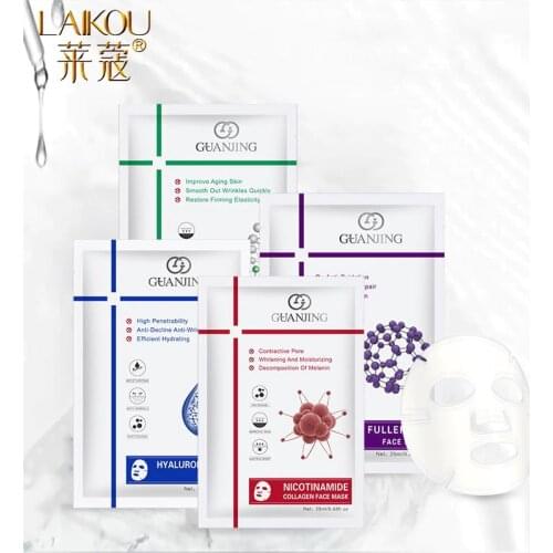 LAIKOU 1pcs Hyaluronic Acid Moisturizing Mask Essence Face Mask Whitening Anti-Aging OilControl Shrink Pores Skin Care Face Mask