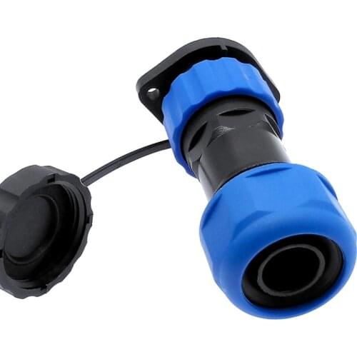 SP20 waterproof connector corrugated pipe and 2 hole flange socket 1 pin 2 pin 3/4/5/6/7/9/12/14Pin IP68