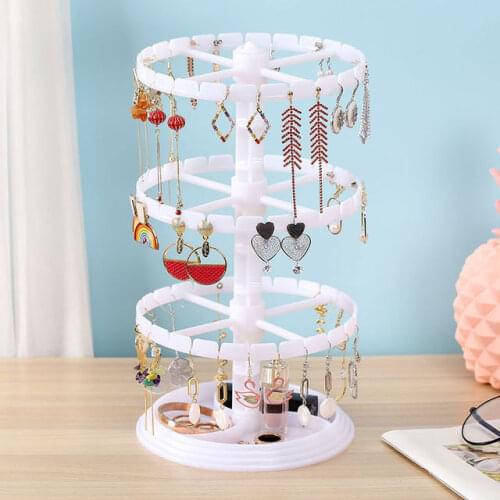 Rotating Acrylic earring holder stand display jewelry organizer tray Transparent Showcase Stand Storage Box