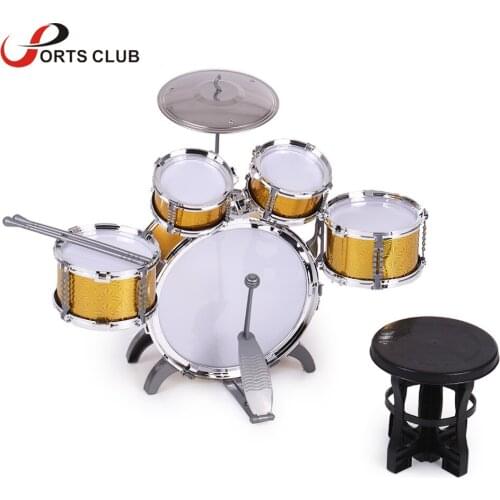 High Quality Children Kids Drum Set Musical Instrument Toy 5 Drums with Small Cymbal Stool Drum Sticks for Boys Girls