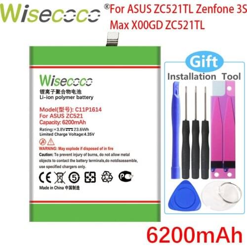 WISECOCO 6200mAh C11P1614 Battery For Asus ZC521TL ZenFone Pegasus 3S MAX Mobile Phone In Stock