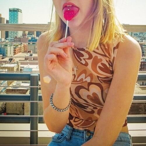 Forefair Print Mesh Y2k Women Tube Tank Crop Top 2021 Summer Ladies O Neck Sleeveless Slim Casual Sexy Fashion Corset Tops