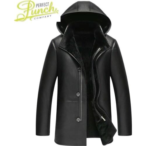 Winter Genuine Leather Mens Jacket Sheepskin Coat for Men Real Lamb Fur Warm Jackets Plus Size 7090-2 MY1924