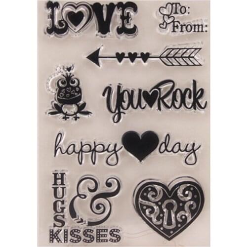 1pc Love Transparent Clear Silicone Stamp Seal Diy Scrapbooking Rubber Hand Account Photo Album Diary Decor Reusable 15*10cm