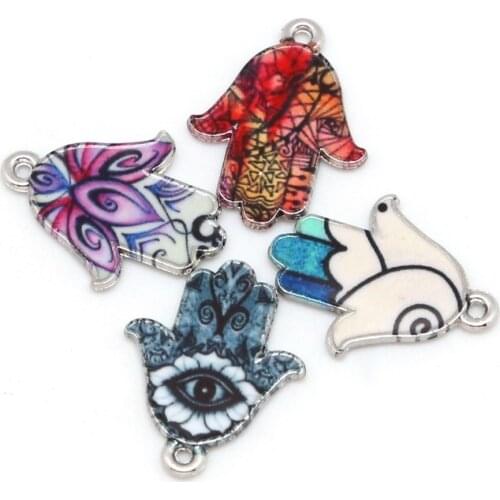 2/4Pcs/lot 18x23mm Alloy Enamel Charms Pendants Palm Drop Oil Necklace Pendant Fit for Bracelet Earring Making Jewelry Findings