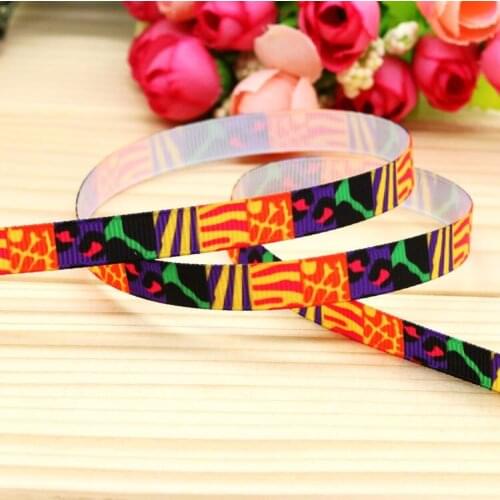 3/8'' Free shipping leopard printed grosgrain ribbon hairbow headwear party decoration diy wholesale OEM 9mm P5100