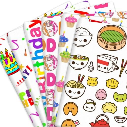 50*145cm Donuts Happy Birthday Polyester Or 100% Pure Cotton Fabric Material Patchwork Sewing Quilting Needlework DIY Cloth