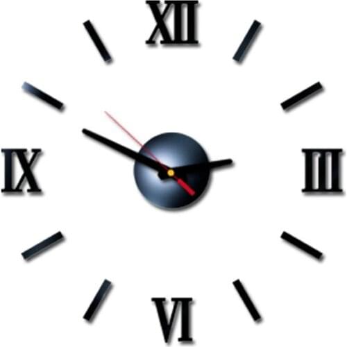 50cm Modern Design Wall Clock Roman Numbers Leaves English Letters Acrylic Wall Clocks for DIY Home Living Room Decorations