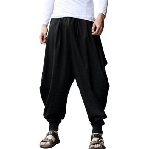 80% Hot Sales!!! Vintage Solid Color Loose Sports Harem Pants Wide Leg Elastic Band Long Trousers