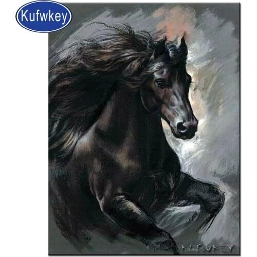 New diamond embroidery sale black horse diamond painting full square round drill mosaic diamond 3d cross stitch diy home decor