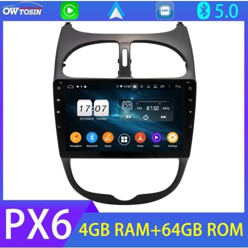 PX6 4G+64G Android 10.0 Car Multimedia Player For Peugeot 206 2000-2016 Bluetooth 5.0 GPS Radio DSP Auto Stereo Carplay DAB WiFi