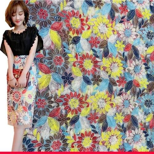 Japan and South Korea boutique mesh embroidery sun flower lace handmade DIY dress childrens clothing fabric clothes fabric