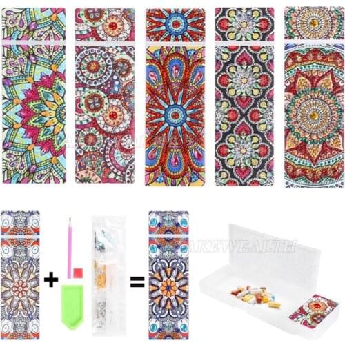 5D DIY Special Shaped Diamond Painting 2 Grids Stationery Pencil Box Rhinestones Diamond Embroidery Mandala Storage Case Gifts