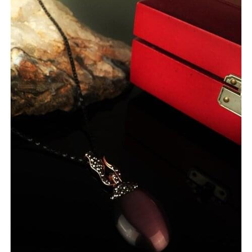 Dr Stone Natural Stone Women 'S Cat 'S Eye Stone rose gold plated Necklace KR 372867402