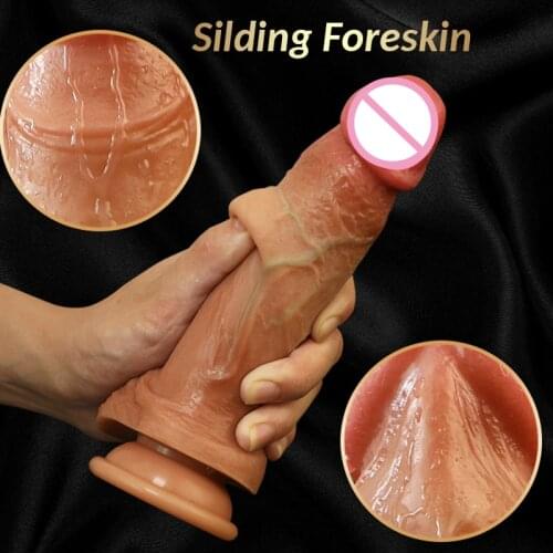 Foreskin Huge Dildos Female Masturbation Adult Toys Penis Huge Dildos for Anal Sex Toys Strapon Dildo Fake Dicks Dildo for Anal