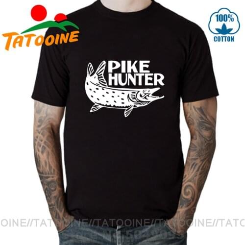 PIKE HUNTER Fish T-shirt 2020 Summer Funny Fishings Print Tshirt New Tatooine Brand Crew Neck Cotton T shirt Men Casual Tops Tee