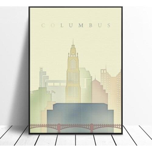 Columbus Ohio Skyline Canvas Print Wall Art Poster Picture Modern Bedroom Living Room Decoration No Frame