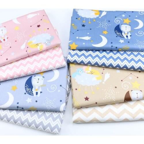 160cm*50cm Moon star bear cotton fabric DIY bedding quilting apparel dress patchwork fabric kids curtain decor cloth
