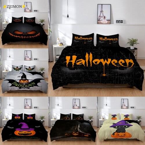 ZEIMON 3D Bedding Halloween Bats Polyester Comforter Cover Set Black Inner Side Kids Home Textiles Double Duvet Cover 240x220