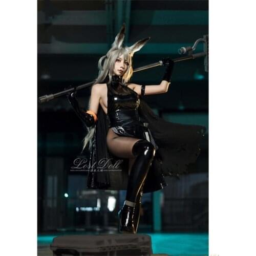 Arknights cos Savage anime man woman leather jk college uniform suit Top + skirt + jacket + bracelet + socks + belt cos
