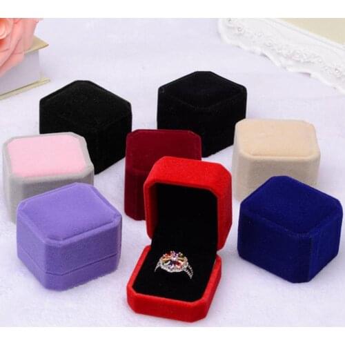 Hot Sale Blue Black Velvet Engagement Wedding Stud Earring Ring Pendant Jewelry Package Display Box Organizer Storage Gift Case