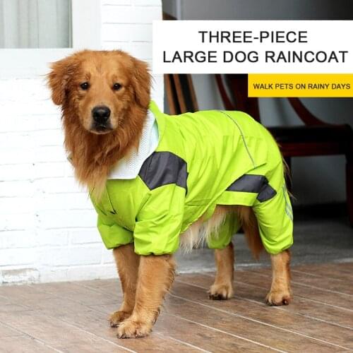 Impermeable Raincoat Dog Clothes Chubasquero Perro Pet Capa De Chuva Jas Hujan Ropa Regenjas Three Pieces Reflective Jacket Big