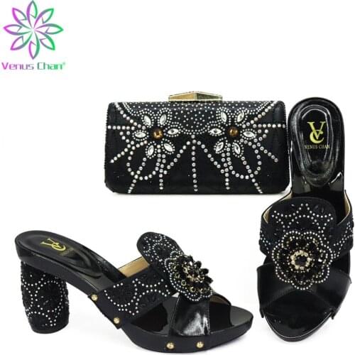 Latest Italian Shoes with Matching Bags High Quality Women Luxury 2020 Rhinestone Wedding Party Shoe Ladies Sandals with Heels