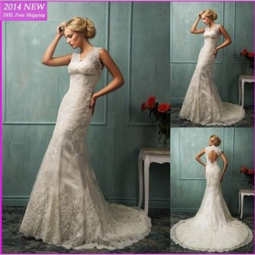 2019 novo design elegante vestidos de noiva sereia rendas beading mangas white/marfim vestido de noiva personalizado- feito wv-8