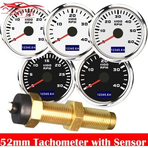 New 52mm Car Tachometer Waterproof LCD Display Tach Hour Counter Meter For Diesel Motor Engine Marine Boat3000 4000 6000 8000RPM