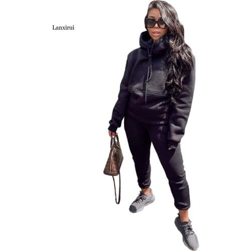 New Womens Two 2 piece Casual Fashion Solid Hooded Ladies Pant Set Hoodies Streetwear Fashion Tracksuit 2 Piece Set