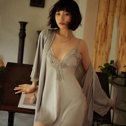 Pajamas Set for Women Panties Robe Dress Belt Underwear Lingerie Sexy Casual Comfortable Temptation Nightgown Sleeveless Ladied