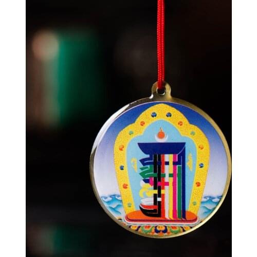 Kalachakra Buddha Mantra Small Thangka Tibetan Buddhism Copper Foil Pendant