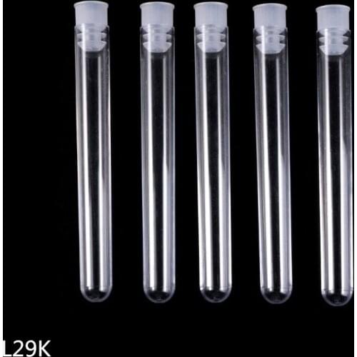 50Pcs/Pack 12x100mm Transparent Laboratory Clear Plastic Test Tubes Vials With Push Caps School Lab Supplies